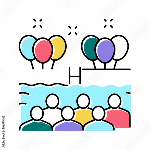 pool kids party color icon vector illustration