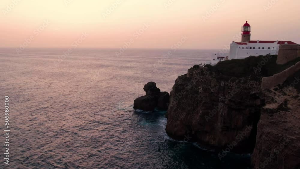 Drone view of the afternoon in the lighthouse of Saint Vicente Drone view of the afternoon in the lighthouse of Saint Vicente