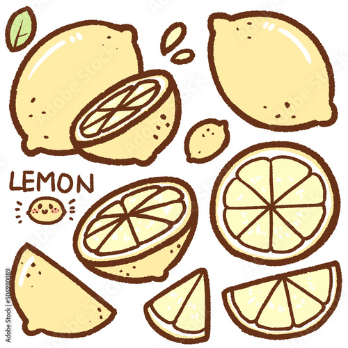 lemon cartoon drawing set