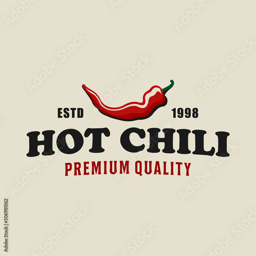 Vintage Retro Hot Spicy Restaurant Logo Design. With smoke, fire, and chili icon. Premium, and luxury food logo template