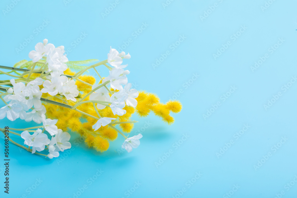 水色の背景に置かれた花束flower Stock Photo Adobe Stock