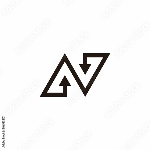 letter n up down arrow simple geometric logo vector