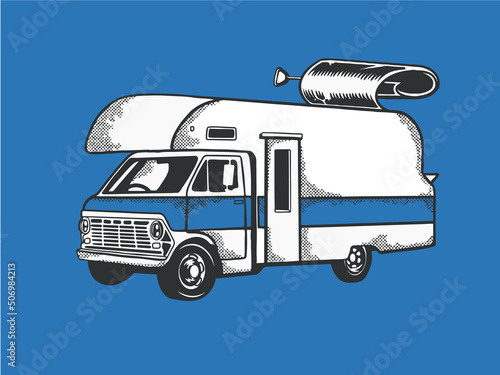 Classic style campervan RV motor home emblem ready made logo template. Perfect logo for campervan and RV related business logo