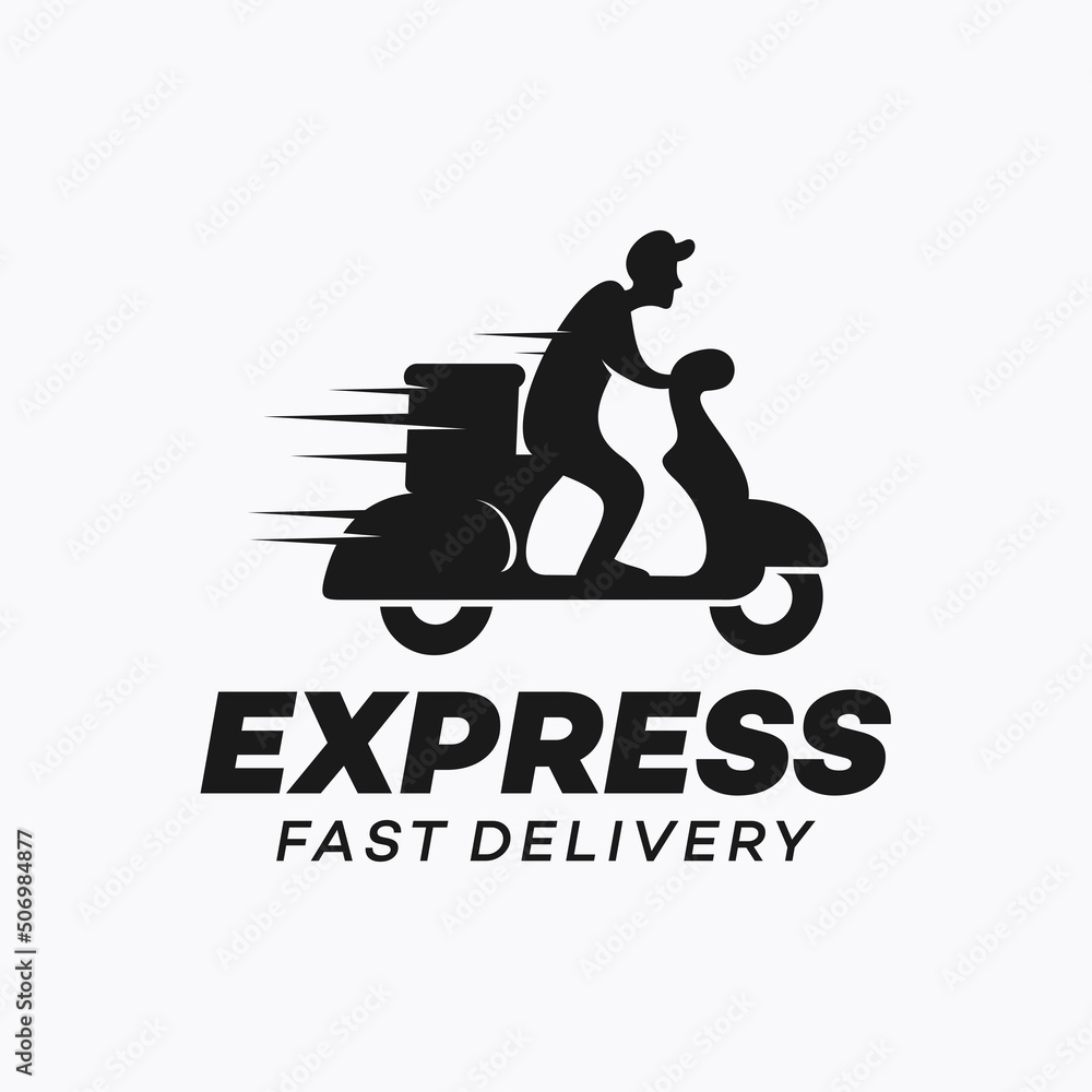 Delivery and Courier Motorbike Logo. Icon and Symbol Vector Template.
