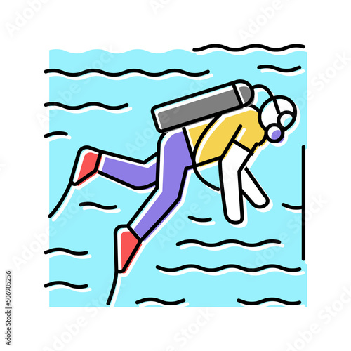 scuba diving color icon vector illustration