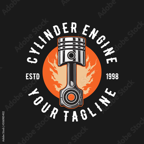 Piston Racing Garage Repair Vintage Logo Design
