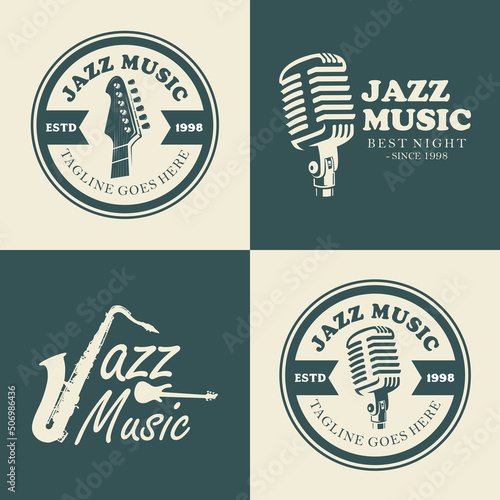 Jazz music party logo and badge design.