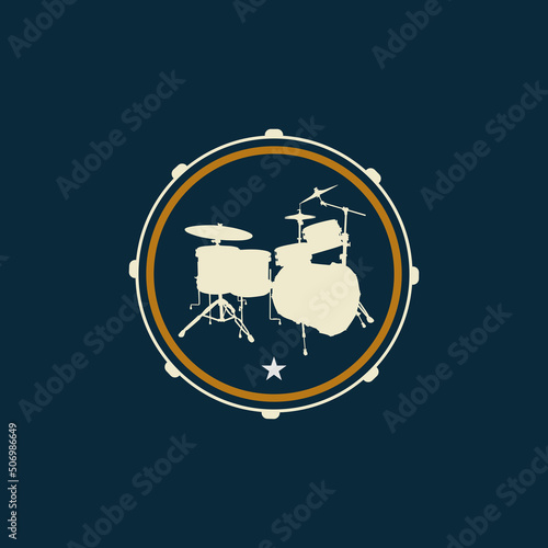 Drum Logo Design Template. drum Vector Illustration. music store logo.