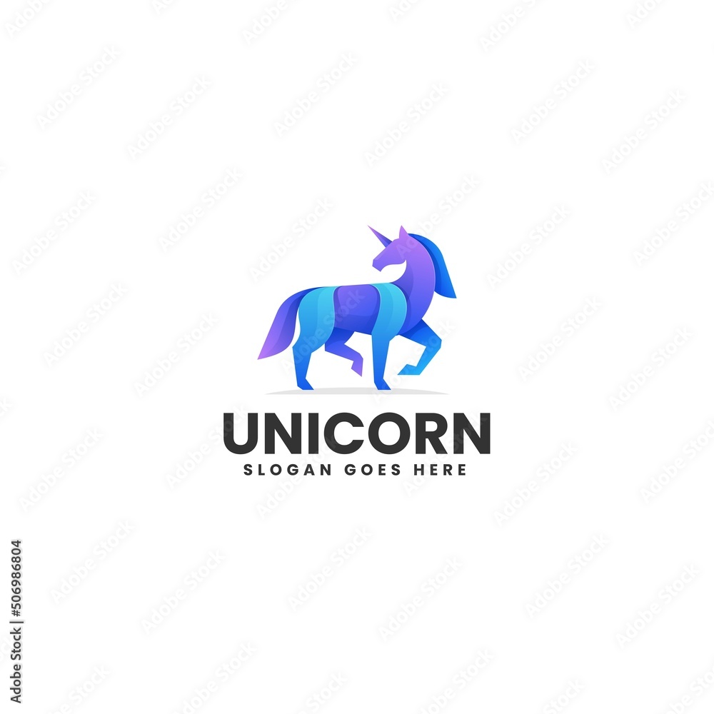 Vector Logo Illustration Unicorn Gradient Colorful Style.