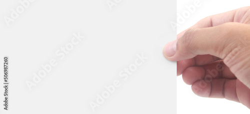 Hands holding paper blank for letter paper