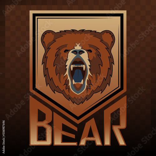 Grizzly Bear or Bears head silhouette logo design icon.