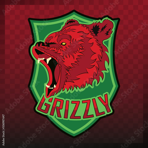 Grizzly Bear or Bears head silhouette logo design icon.