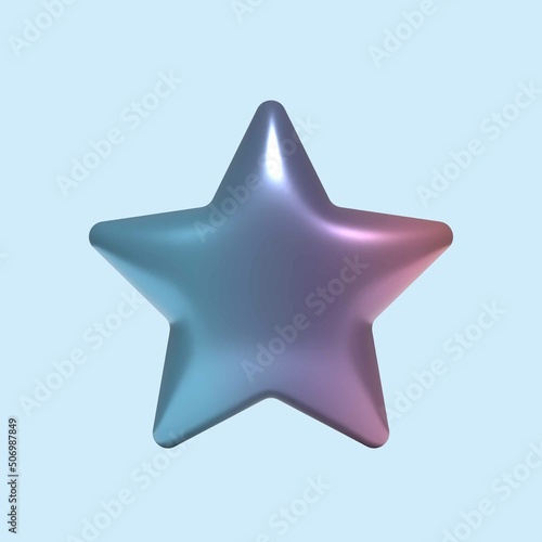 3d render star icons. Star in metallic color.