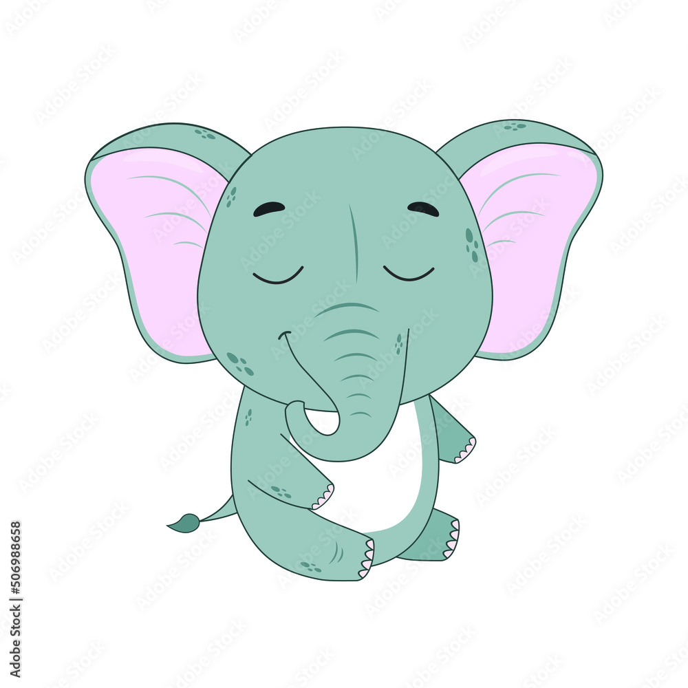 Fototapeta premium Cartoon elephant isolated on white background. Vector illustration for dasein and print