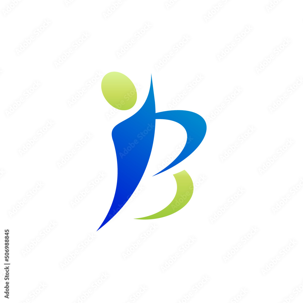 letter ipb logo with figure element and in blue green gradient color letter ipb logo with figure element and in blue green gradient color