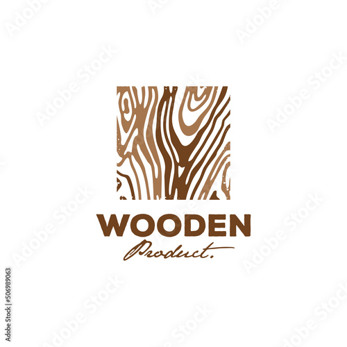vintage logo Wood design vector template illustration