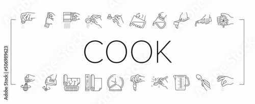 Cook Instruction For Prepare Meal Icons Set Vector