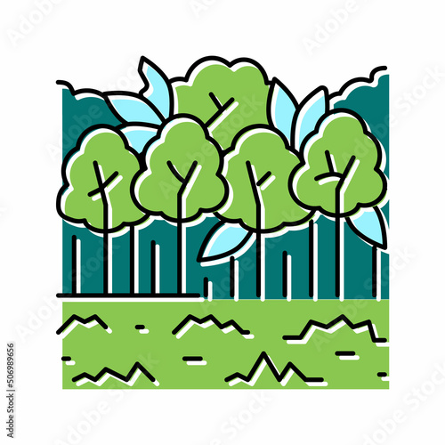 broadleaf forests color icon vector illustration