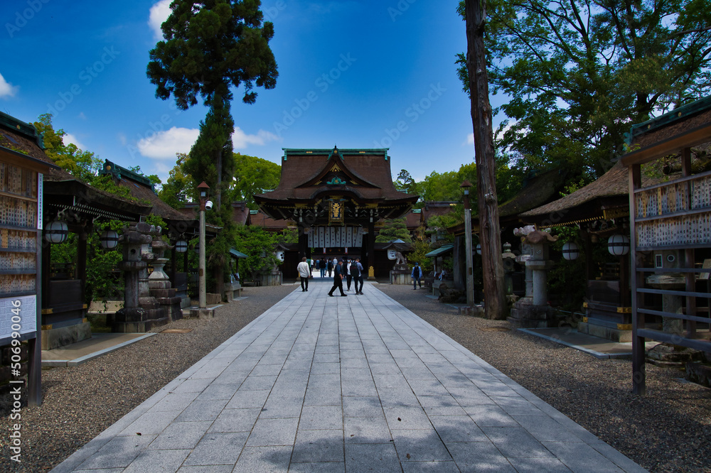 The shrine gate, approach and lantern of Kitano-tenmanguu. Kyoto Japan
The shrine gate, approach and lantern of Kitano-tenmanguu. Kyoto Japan