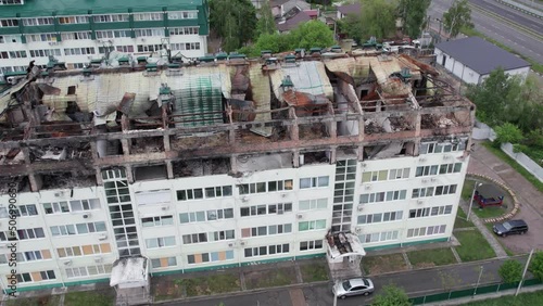 Stoyanka, Bucha district, Ukraine : war-damaged building photo