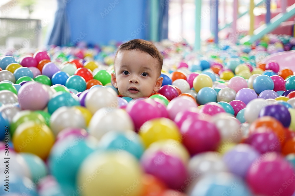 Fototapeta premium A kid playing in the playground