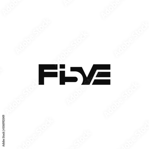 Five number, letter negative space. Wordmark logo design.