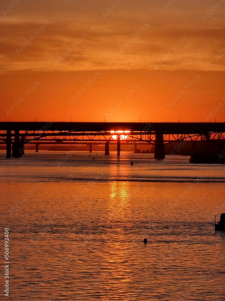 sunset over the river