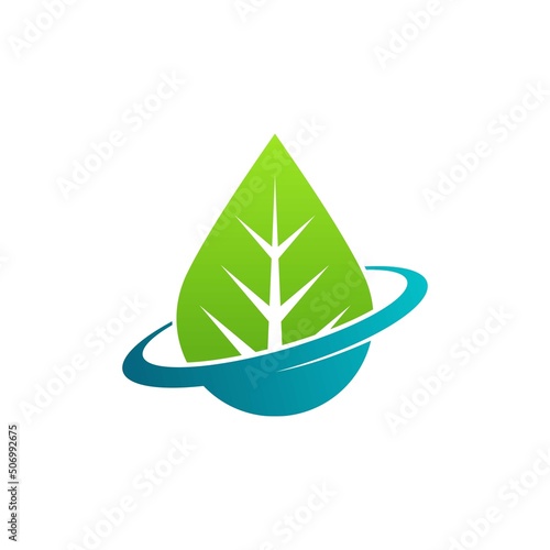 leaf water drop nature logo vector template