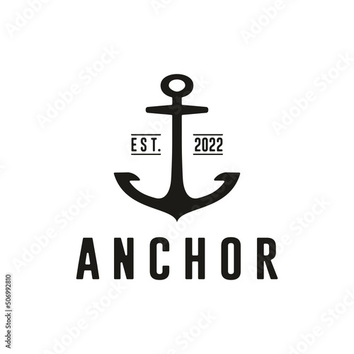 marine retro emblems logo with anchor