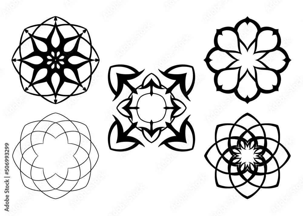 Fototapeta premium Mandala ornamental set vector black and white