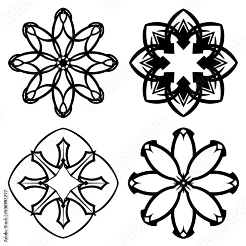 Mandala element ornament set of flowers
