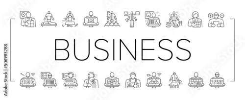 Small Business Entrepreneur Job Icons Set Vector