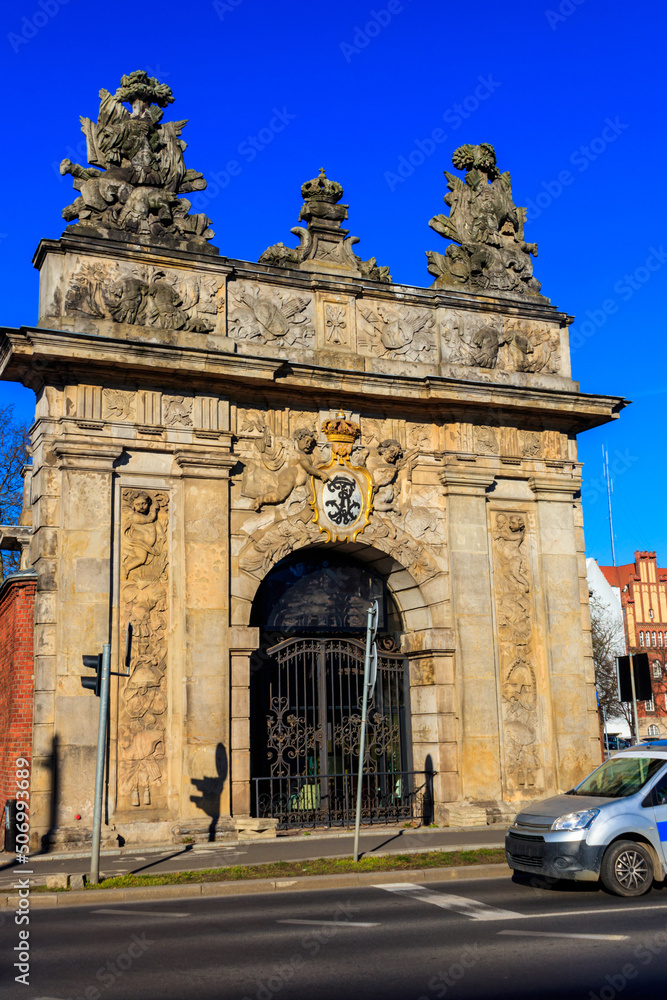 Royal Gate, one of two remaining city gates and fortifications from 1700s in Szczecin, Poland