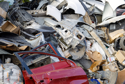 dump of spare parts of broken cars