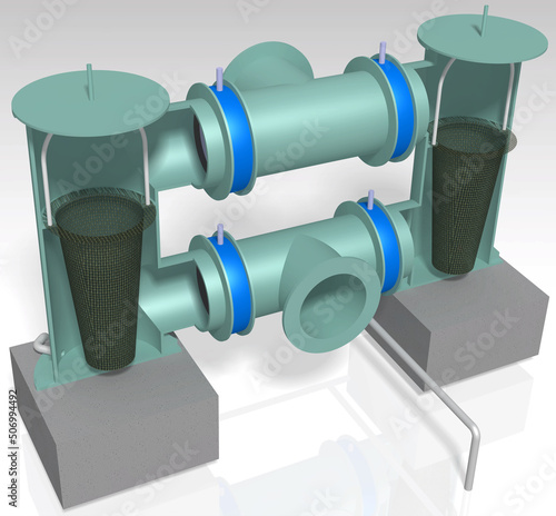 3D illustration duplex strainer