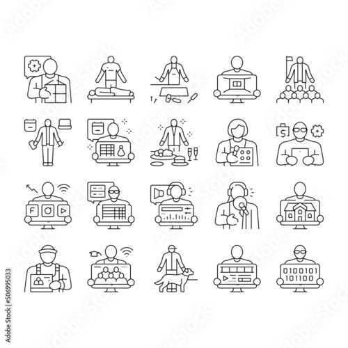 Small Business Entrepreneur Job Icons Set Vector