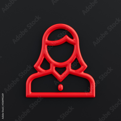 business contact 3d icon, outline red office icon, business symbol, 3d rendering