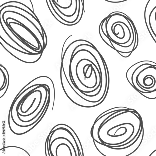 WHITE SEAMLESS VECTOR PATTERN WITH GRAY CARELESSLY DRAWN OVALS