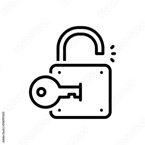 Black line icon for unlock