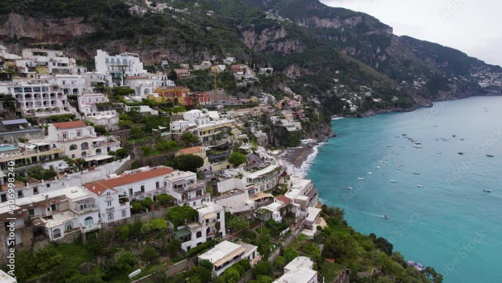 Aerial Shot Of Italy, Amalfi Coast. Tranquil Travel Destination. Aerial Shot Of Italy, Amalfi Coast. Tranquil Travel Destination.