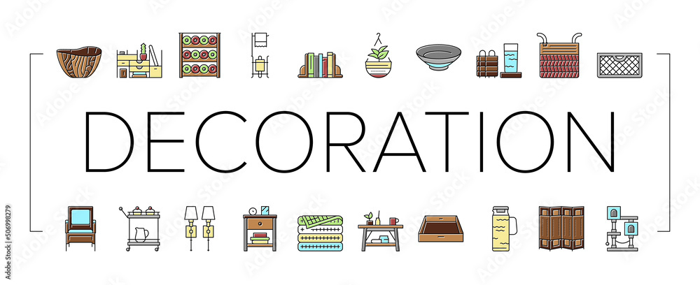 Home Decoration And Furniture Icons Set Vector Home Decoration And Furniture Icons Set Vector