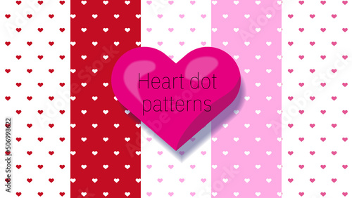 ハートの水玉模様セット Heart dot patterns