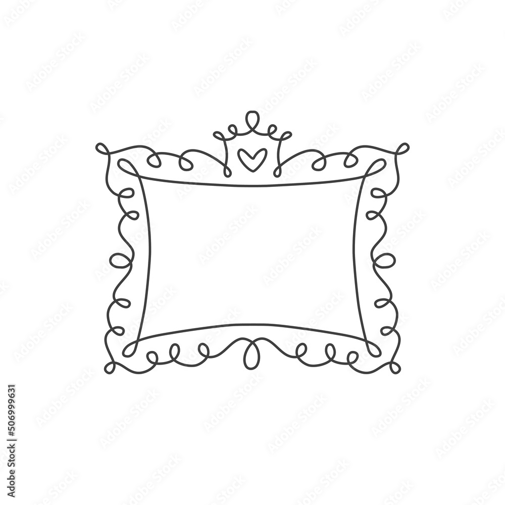 Princess frame. Royal mirror frame and majestic prince doodle border. Cute crown border. Outline vector illustration. Princess frame. Royal mirror frame and majestic prince doodle border. Cute crown border. Outline vector illustration.