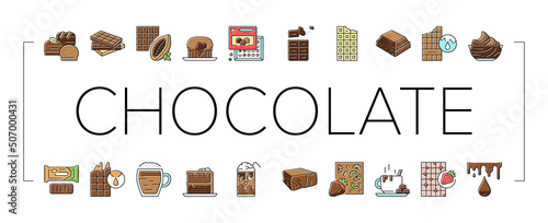 Chocolate Sweet Dessert And Drink Icons Set Vector