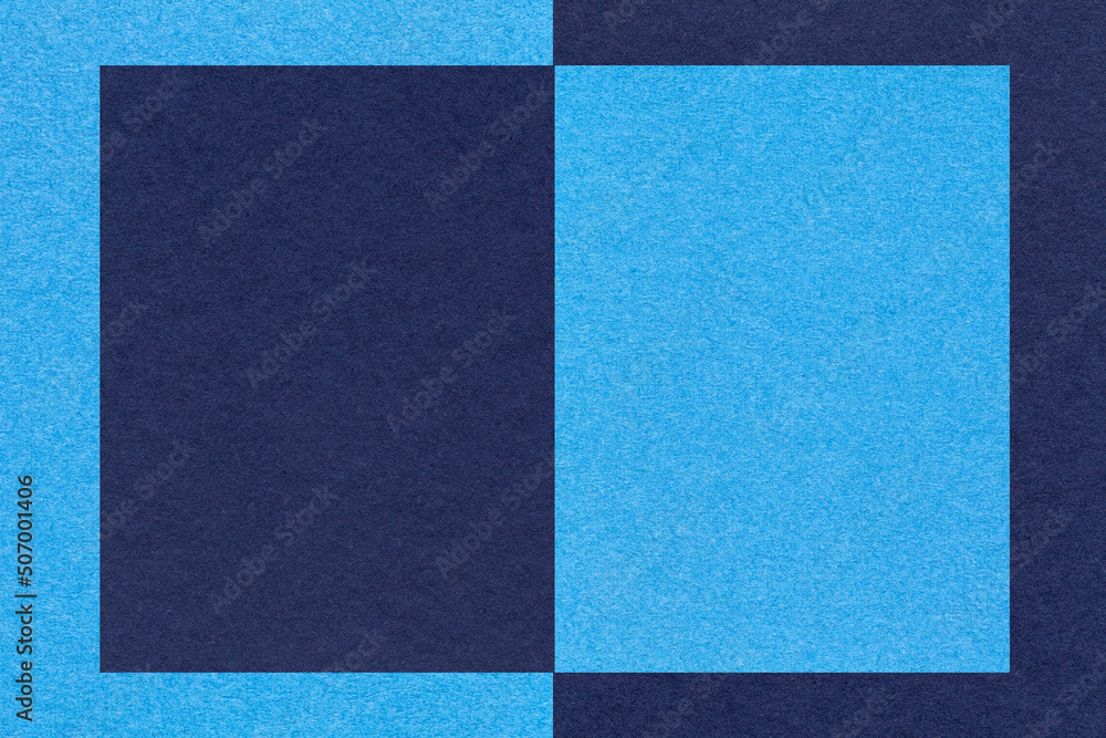 Fototapeta premium Texture of navy blue and turquoise paper background with geometric shape and pattern. Structure of craft cardboard.