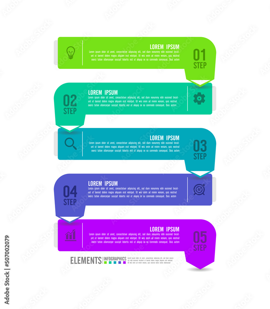 Flat infographic business template design colorful with 5 step Flat infographic business template design colorful with 5 step