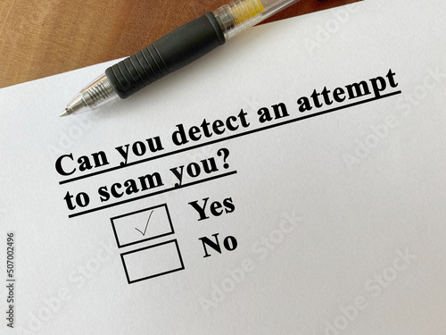 Questionnaire about scam and fraud