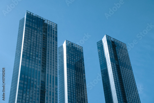 Fragment of a complex of high-rise office buildings. High quality photo