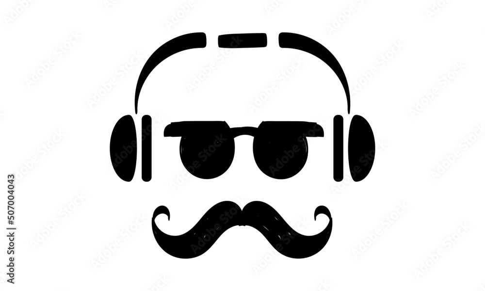 Happy Fathers Day with mustache and hat. Fathers day card for print or use as poster, flyer or T Shirt Happy Fathers Day with mustache and hat. Fathers day card for print or use as poster, flyer or T Shirt