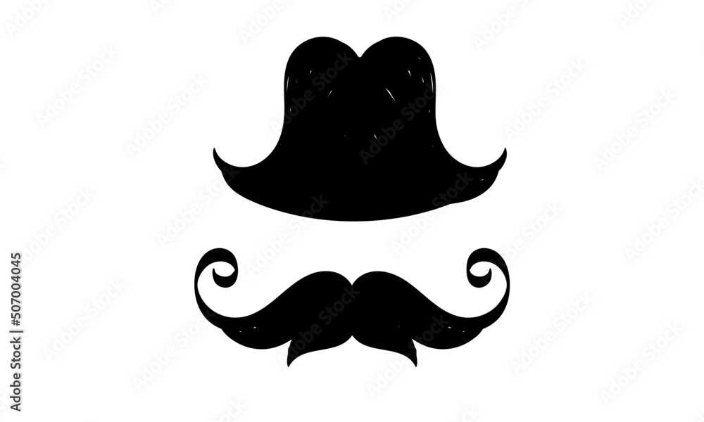 Happy Fathers Day with mustache and hat. Fathers day card for print or ...